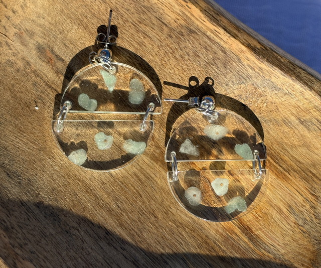 Boucles d’oreilles résine acier inoxydable et aventurine 