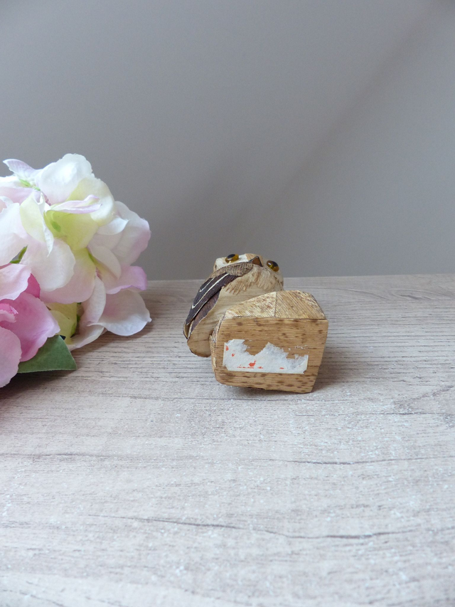 Figurine hibou en paille peint à la main – Sculpture artisanale vintage pour décoration bohème champêtre et maison de campagne, idée cadeau