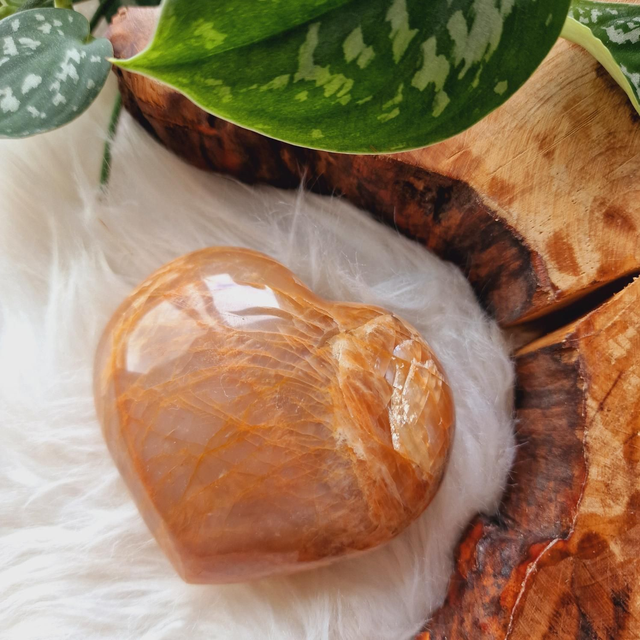 Peach Moonstone Large Puffed Heart 326g