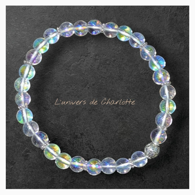 Bracelet "Cristal de roche aqua aura" 6mm BR-250