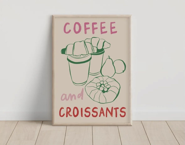 Coffee and croissants prints