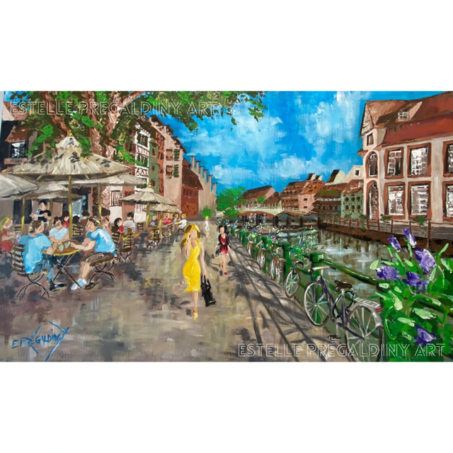 « La Corde à Linge » Strasbourg, acrylique sur carton ondulé