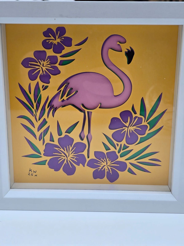 Flamingo Cut Collage Box "Framed"