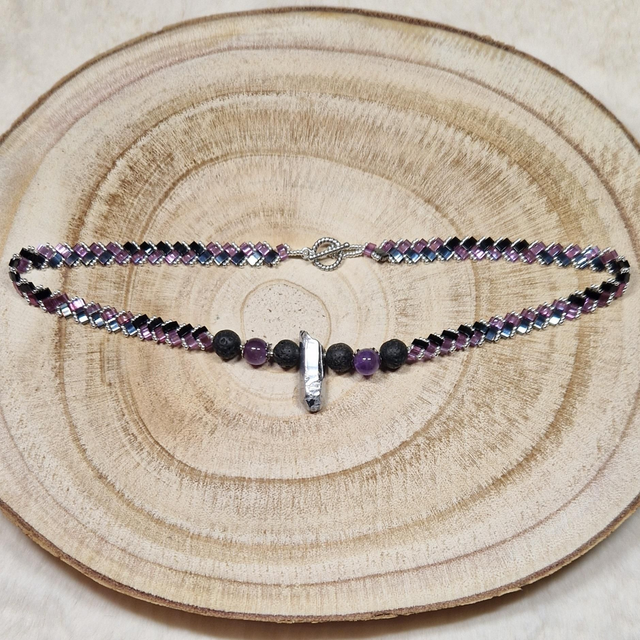 Ras du Cou Fin Améthyste / Quartz 