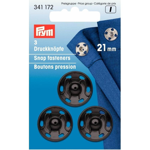 Prym Aannaaidrukknoop messing 21mm zwart (341172)