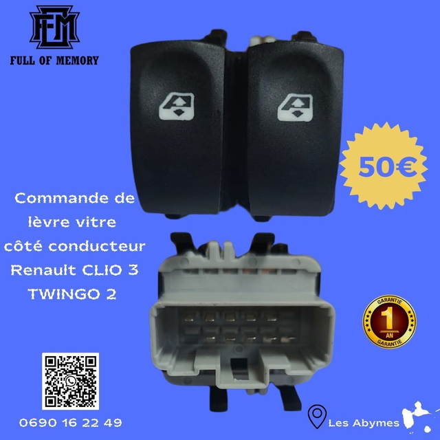 Commande de lève vitre  RENAULT TWINGO 2 CLIO 3