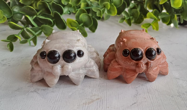Chunky Jasper Jumping Spider Crystal Carving – Red Jasper &amp; Picasso Jasper