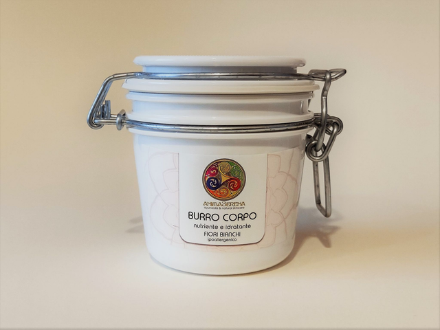 Burro Corpo Fiori bianchi ipoallergenico – emulsione nutriente corpo by Anima Serena 200 ml
