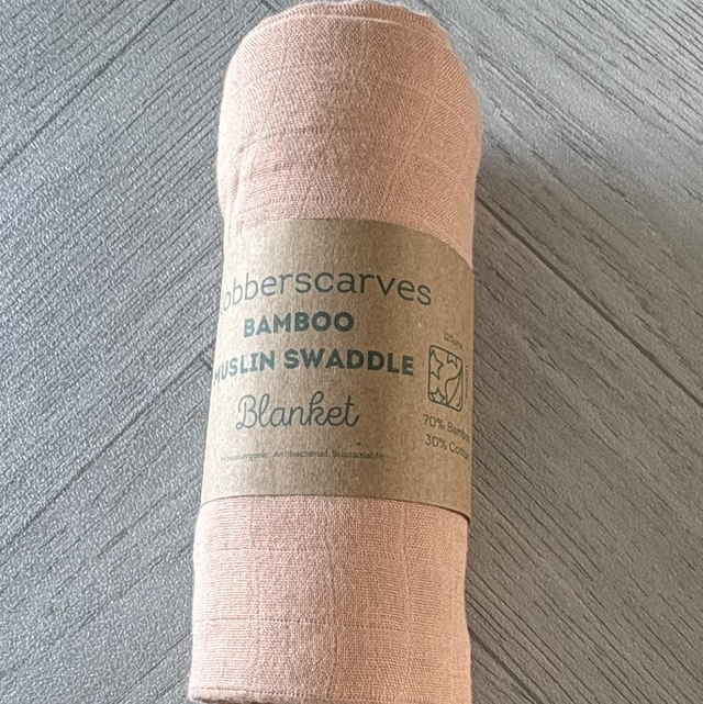 Dusty Pink Bamboo Muslin Swaddle Blanket 