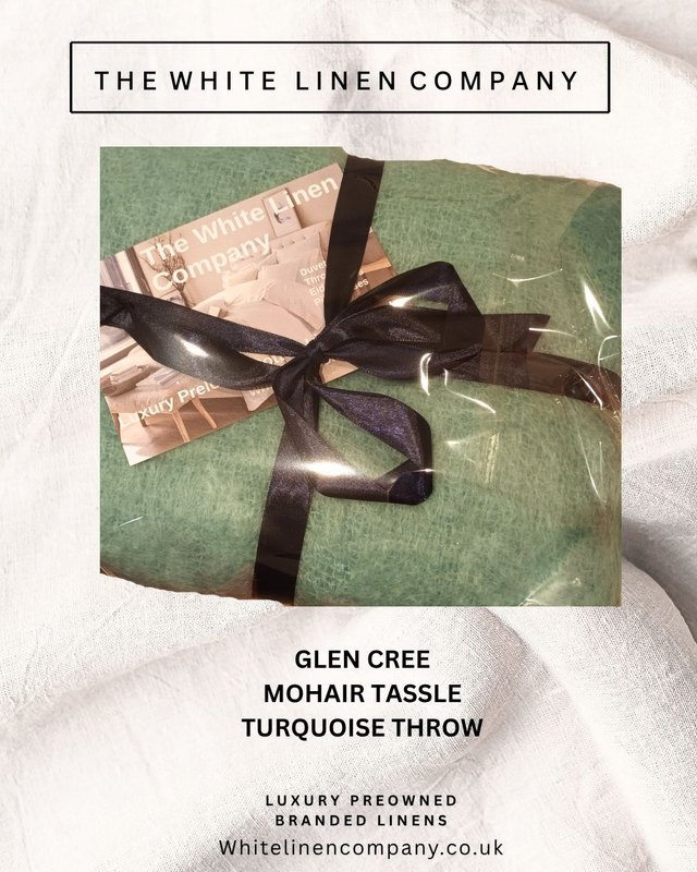 GLEN CREE - MOHAIR Tassle Turquoise Throw - 120x180cm