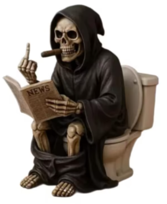 Prachtig beeldje Skelet op toilet (10cm)