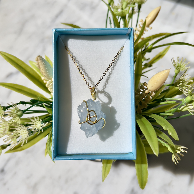 Celestina grezza , prov : Madagascar 🇲🇬 , acciaio inox 