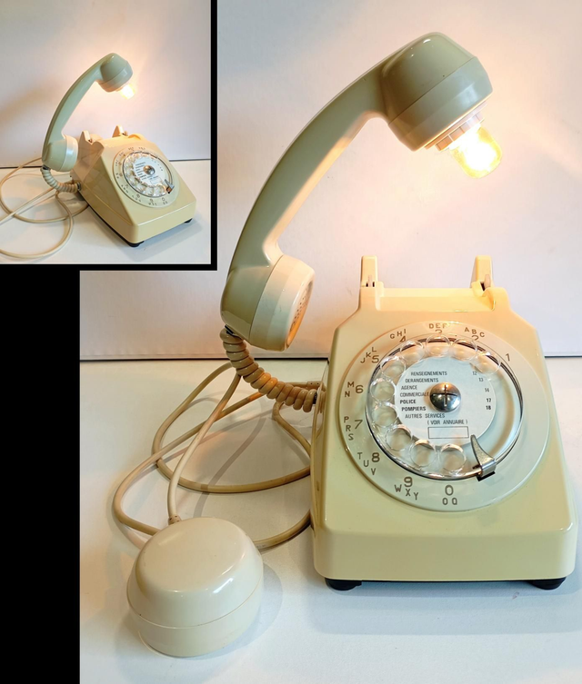 Collection Gaston en Couleur d'Origine, Lampe téléphone années 80, Lampe d'ambiance, Téléphone vintage couleur d'origine, Artisanat Français