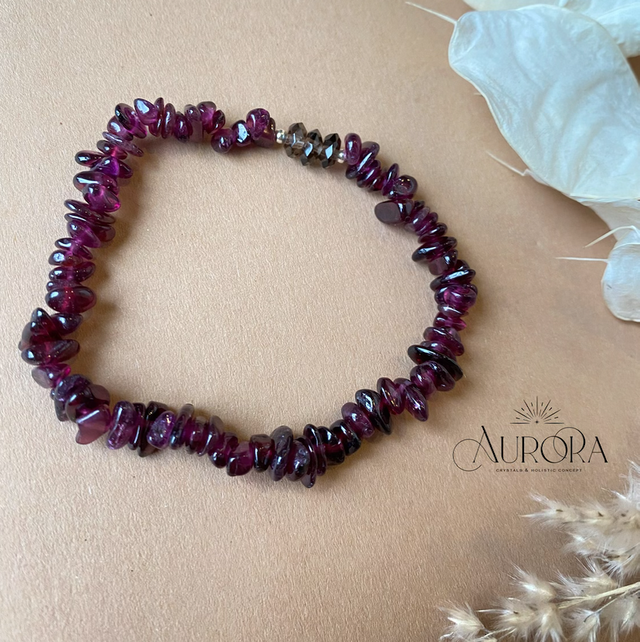 Granat Splitter Rauchquarz Armband