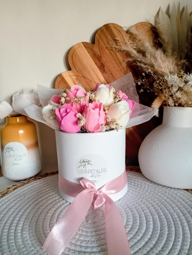 Bouquet de tulipes en cire "Velours de Tulipe"