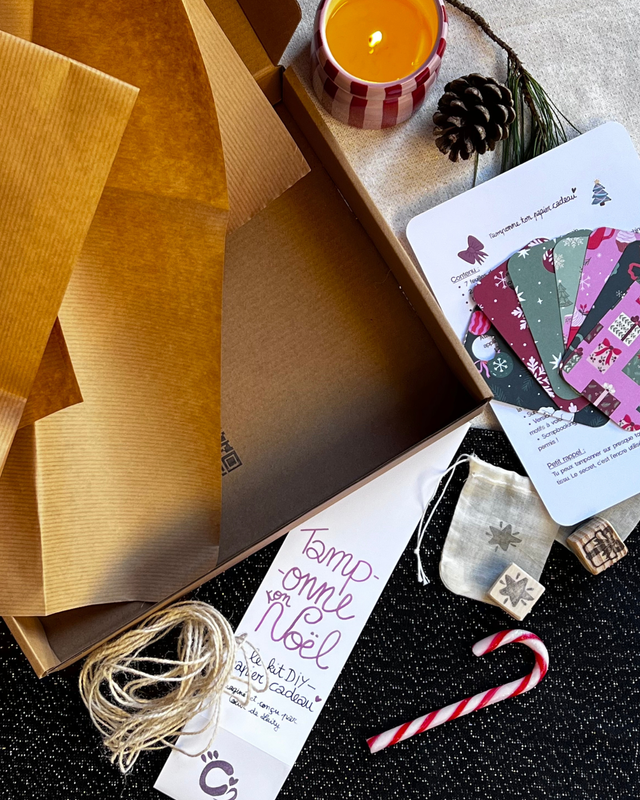 Kit Papier Cadeau Noël – Kit DIY créatif et fait-main "Tamponne ton Noël"