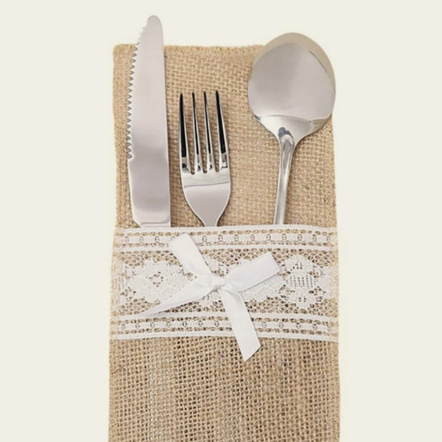 Location - pochette à couverts en toile de jute