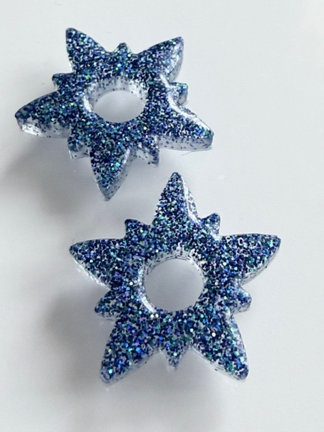 PAIRE PAMPILLES LULU bleu nuit et canard pailleté