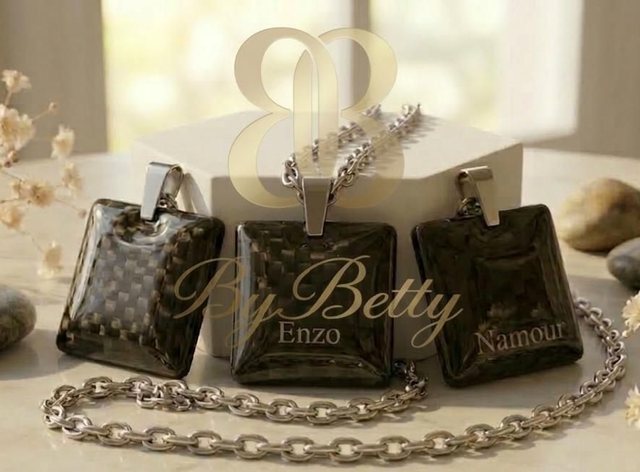 Collier en fibre de carbone tissée véritable personnalisé