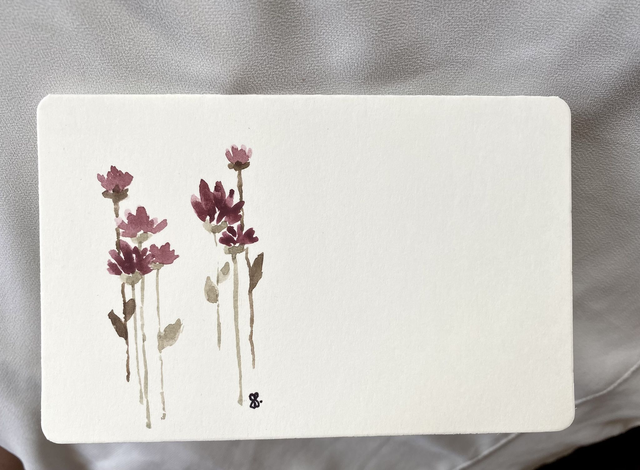 Doppelkarte abgerundet - Blumengruss auf weiss