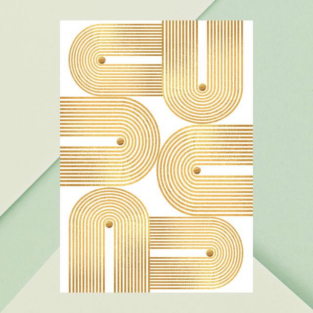 Golden Rhythm – Minimalist Geometric Wall Art / Rythme Doré – Art Mural Géométrique Minimaliste ( Serie 4 )