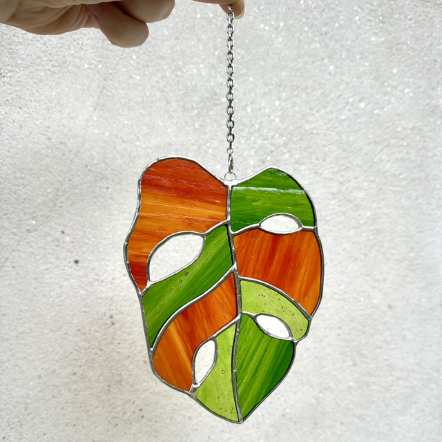 Feuille de Monstera (orange et verte)