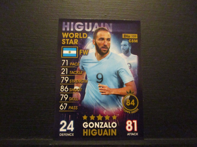 Gonzalo Higuain - World Star Match Attax 101 Original Trading Card