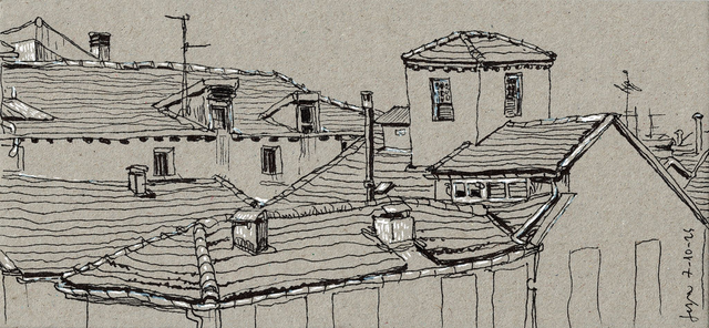 Dibujo Tejados del Casco Viejo (Bilbao)