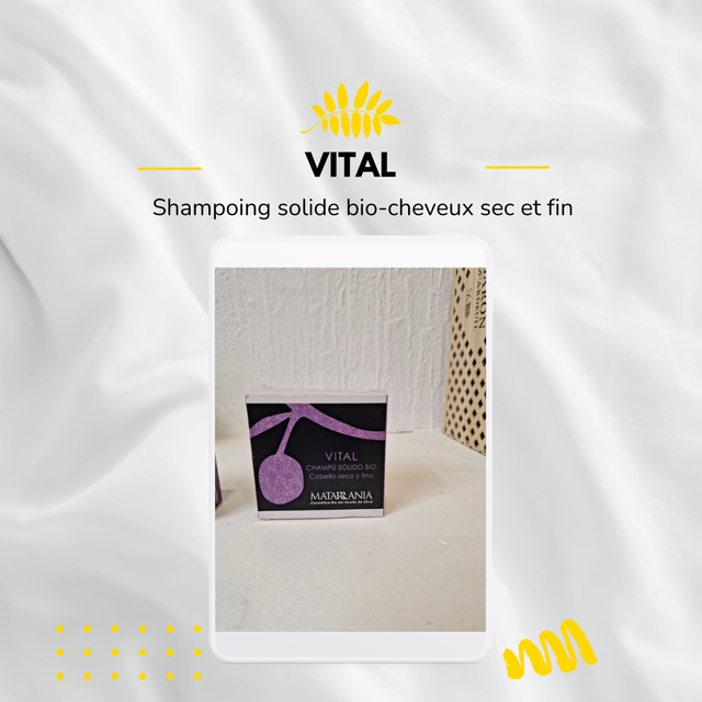 Vital-Shampoing solide bio-cheveux sec et fin