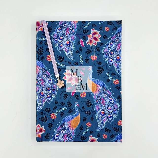 Peacock Print Hardcover Notebook with Bookmark – 320 Pages