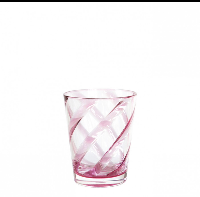 Bicchiere metacrilato spirale rosa trasp.