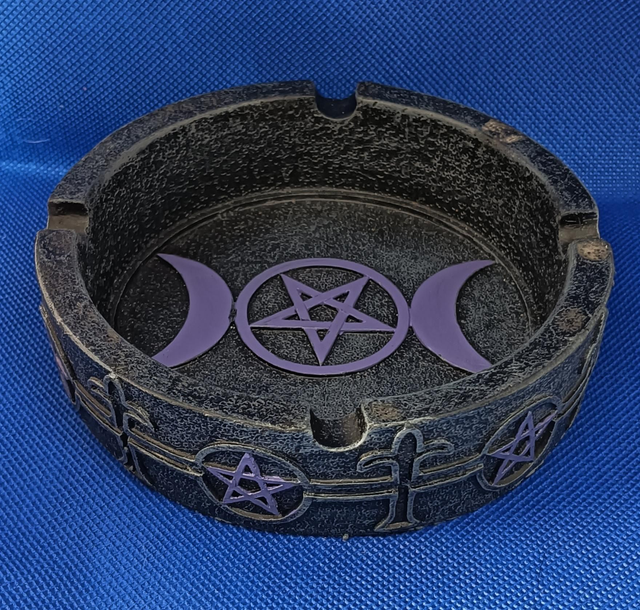 Black &amp; Purple Triple Moon Ashtray 