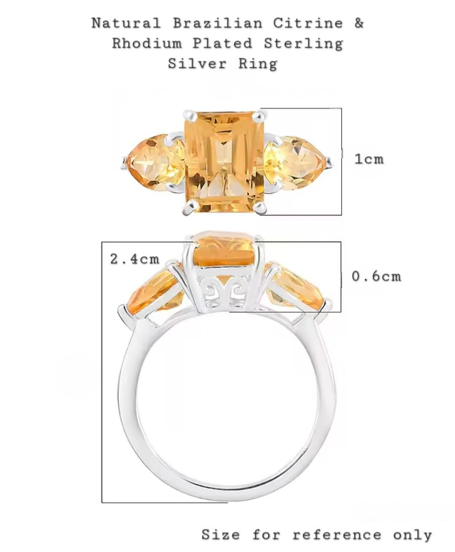 Beautiful Natural Brazilian Citrine Trilogy Ring.