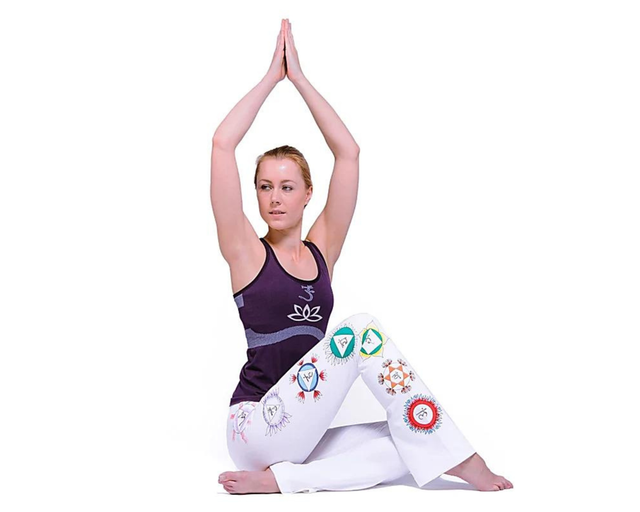 Pantalon de yoga blanc motifs chakras taille S