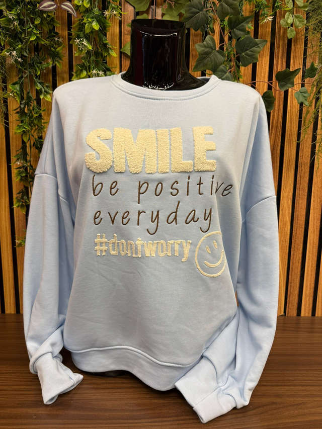 Sweater SMILE - Licht blauw