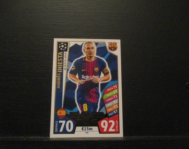 Andres Iniesta - UEFA Champions League Match Attax 2017/18 Original Trading Card #436