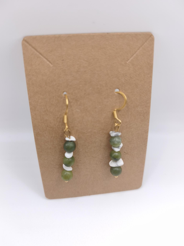 Boucles d'oreilles jade et howlite 