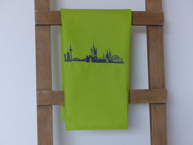Geschirrtuch hellgrün „Köln Skyline“