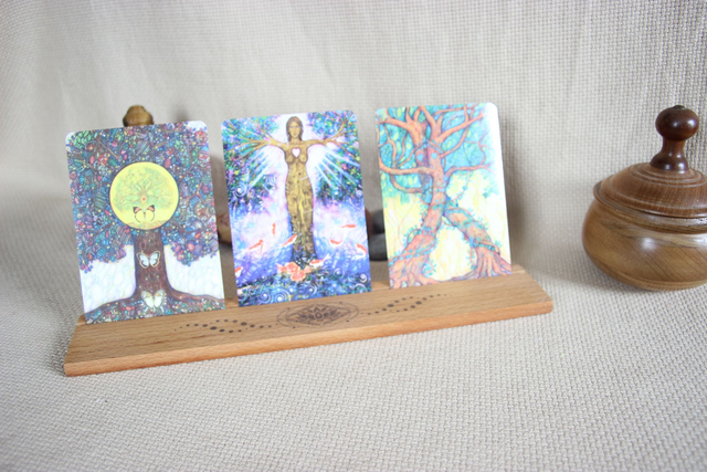 Support pour oracles Porte carte illustrées en bois Porte-cartes Tarot
