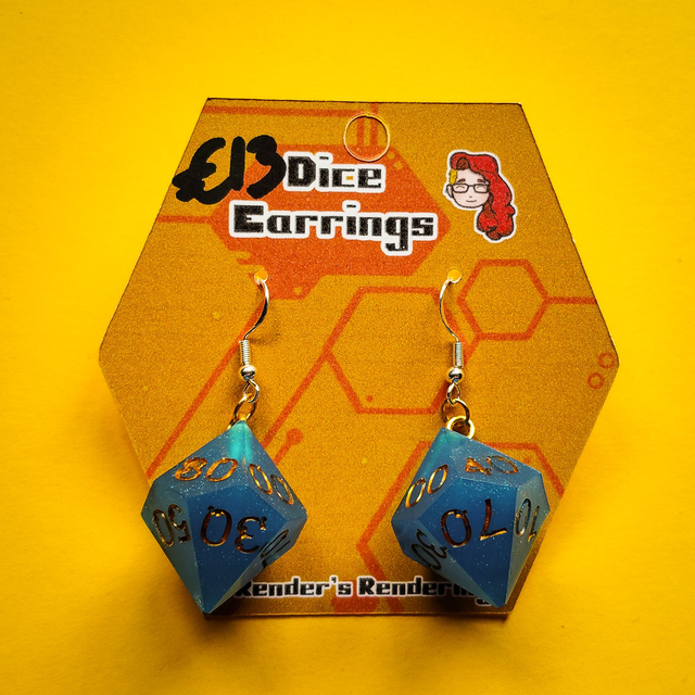 Blue Gold - Dice - Earrings  [EAR-DIC-BG]