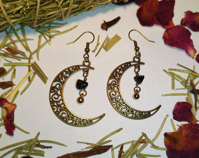 ~Moon &amp; Stone~ boucles d'oreilles asymétriques/pierres naturelles