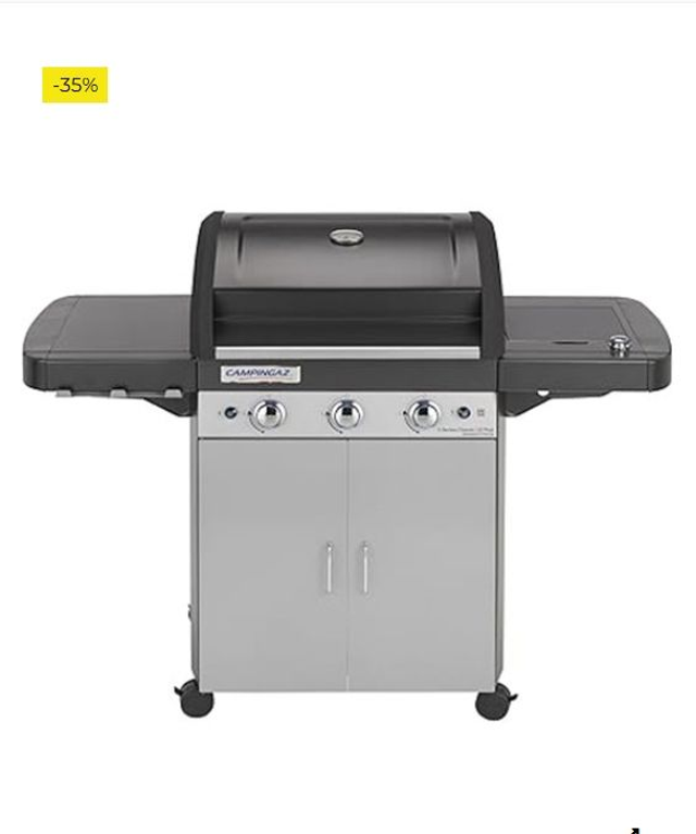 Campingaz 3 Series Classic LS Plus Barbacoa a Gas con 3 quemadores de acero inoxidable (9.6 kW potencia) y un asador lateral 