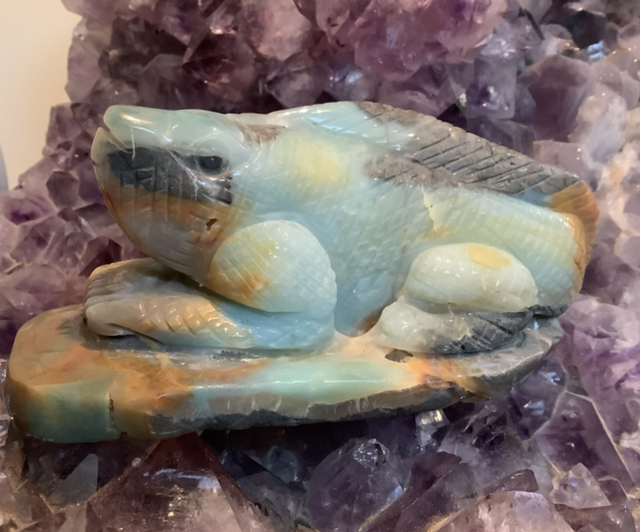 Iguane en calcite bleue 