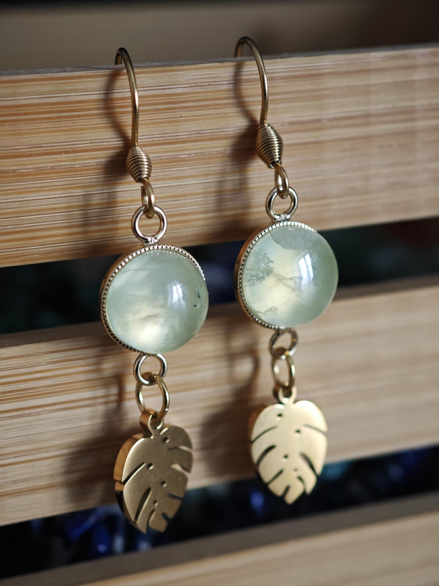 Boucles d'oreilles en Préhnite