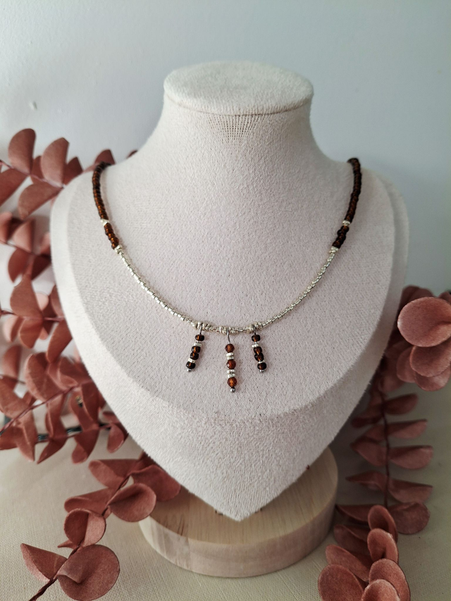 Collier Solaria - brun argenté