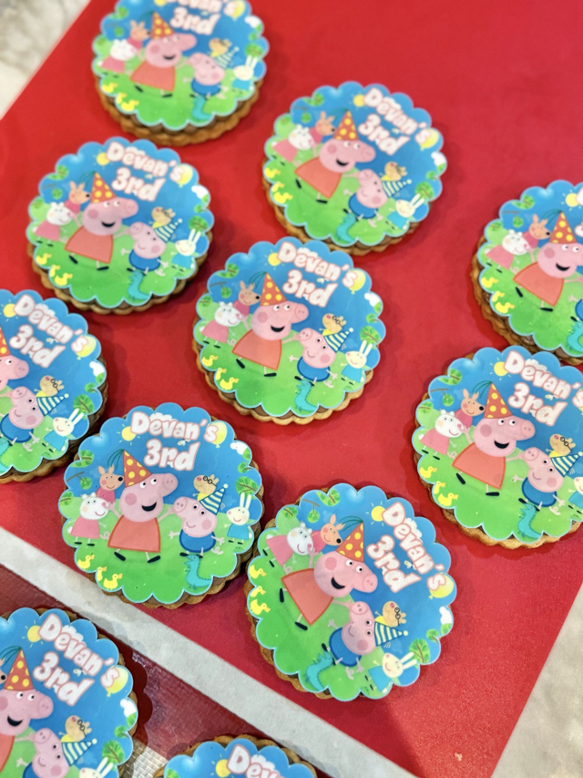 Personalised Peppa Pig Birthday Biscuits x 6