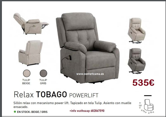 Sillón RELAX mod TOBAGO con levanta-personas.