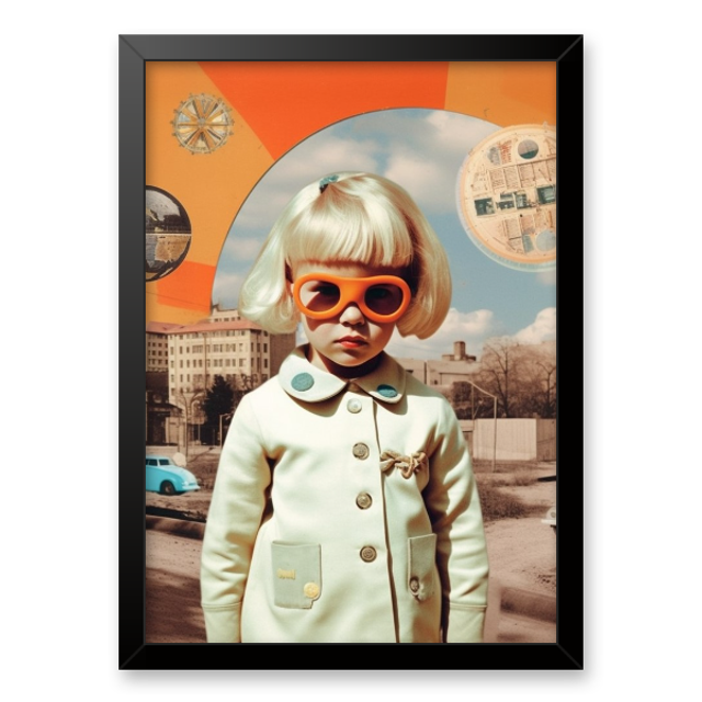 Menina de óculos laranja