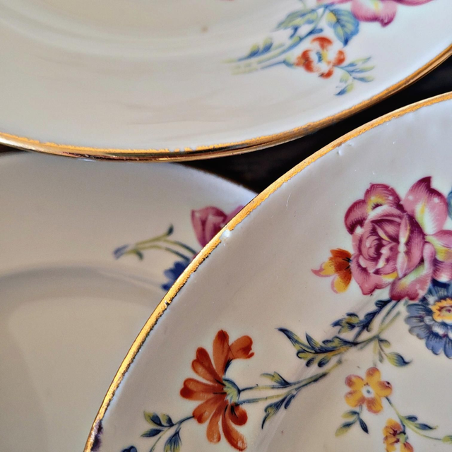 Assiettes à dessert vintage porcelaine M8S France (6 ou 12)