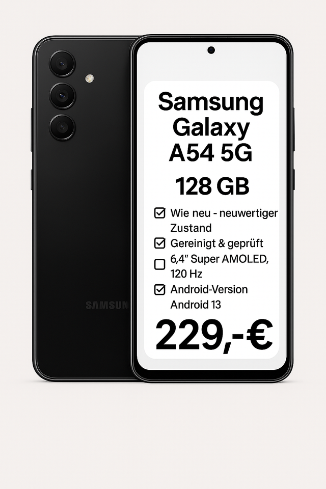 Samsung Galaxy A54 5G – 128 GB Schwarz (wie neu)